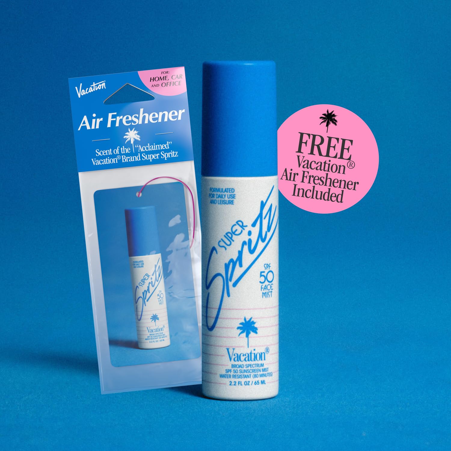 Vacation Super Spritz Spf 50 Face Mist & Air Freshener Bundle, Daily Face Sunscreen Spray, Clean & Lightweight Feel, Water-Resistant, Non-Comedogenic, Vegan, Travel Size, 2.2 Fl. Oz. : Beauty & Personal Care