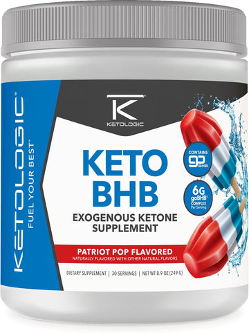 Ketologic Keto Bhb (Patriot Pop Flavor) 30 Servings - Exogenous Ketone Supplement With Gobhb, Beta-Hydroxybutyrate Salts
