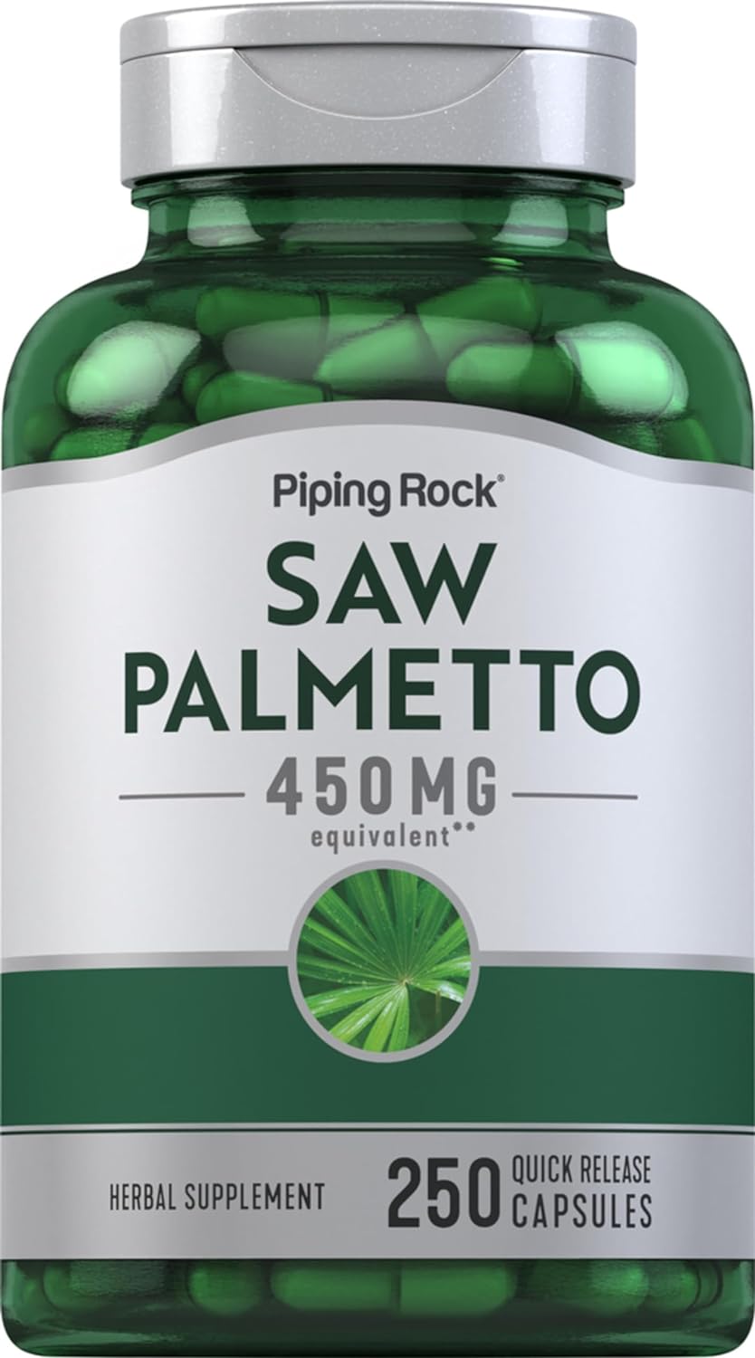 Piping Rock Saw Palmetto 450mg | 250 Capsules | Extract Supplement | Non-GMO, Gluten Free