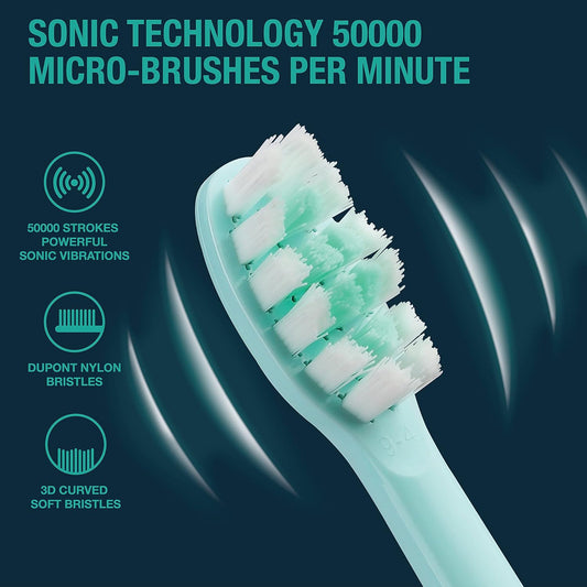 Vekkia Electric Toothbrush, Sonic Cleaning Rechargeable Toothbrush with Timer, Pressure Sensor, 4 Modes, 4 Brush Heads, Charge Lasts for 180 Days, Best Toothbrush for Adults (Blue Diamond)