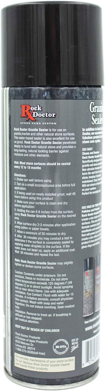 Rock Doctor Granite Sealer for Marble, Stone, and Tile Countertops, Streak-Free Finish with Stain Resistant Moisture Protection, Interior and Exterior Use, Pack of 1