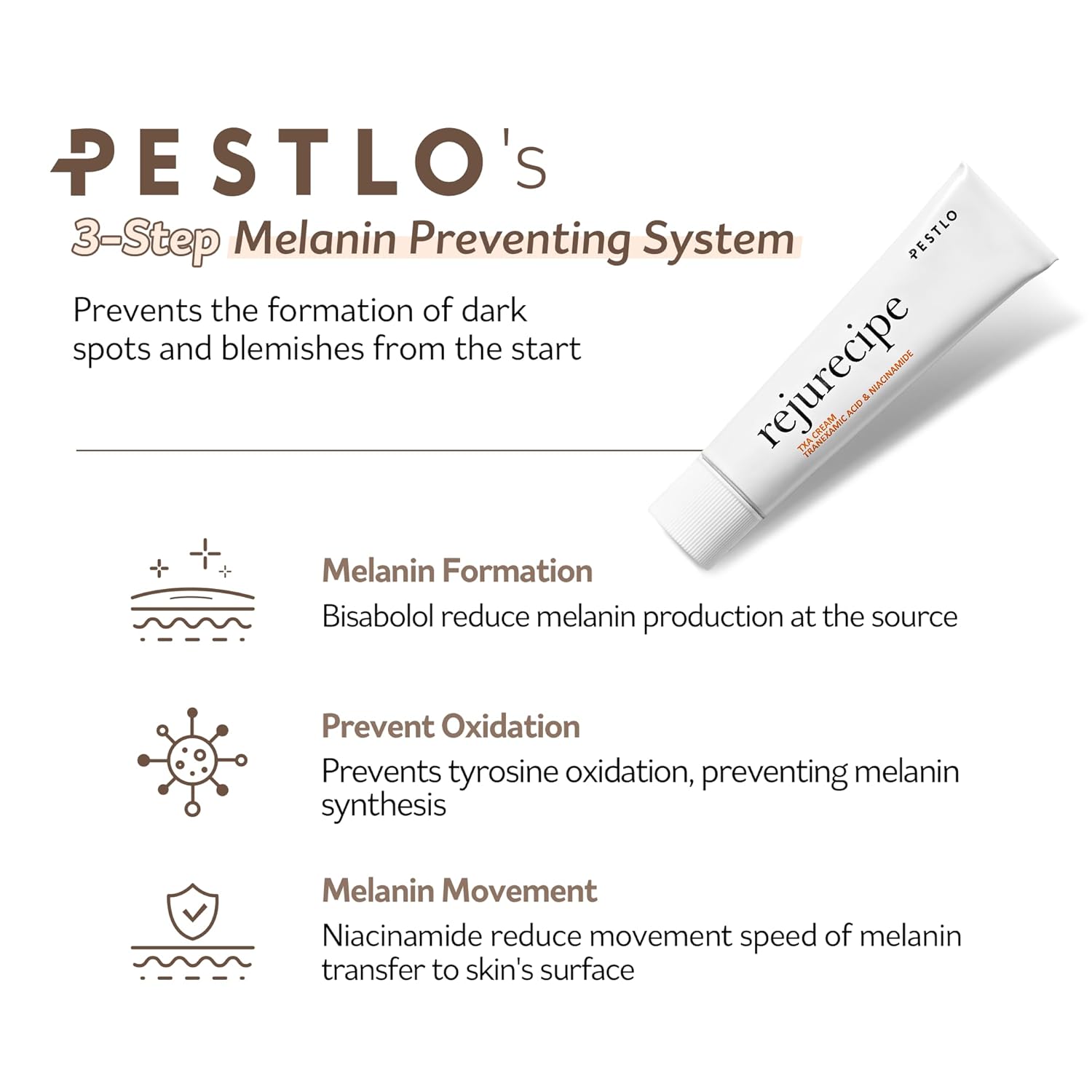 Pestlo Rejurecipe Txa Cream 1.01 Fl.Oz 30Ml | Freckle Cream, Reducing Dark Spot, Refining Uneven Skin Tone, Moisturizing, Tranexamic Acid, Niaciamide, All Ewg-Green Grade Ingredients, Korean Cosmetic