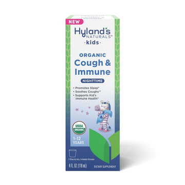 Hyland's Naturals Kids Nighttime Organic Cough Syrup & Immune Support with Agave, Elderberry & Pomegranate - Soothes Cough and Cold, & Supports Immunity - 4 Fl. Oz