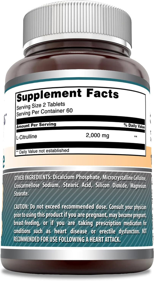 Amazing Formulas L Citrulline 2000Mg Per Serving 120 Tablets Supplement | Amino Acid Supplement For Men & Women | Non-Gmo | Gluten Free | Made In Usa