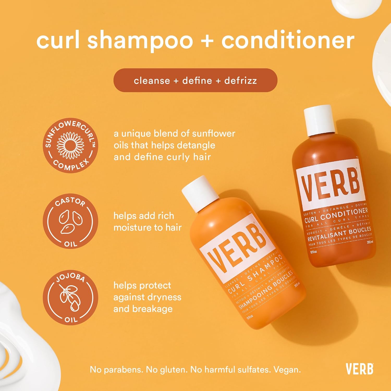 Bundle of Verb Curl Shampoo & Conditioner Duo, 12 oz + VERB Curl Foaming Gel – Frizz Control Mousse for Curl Definition 6.7 fl oz : Beauty & Personal Care