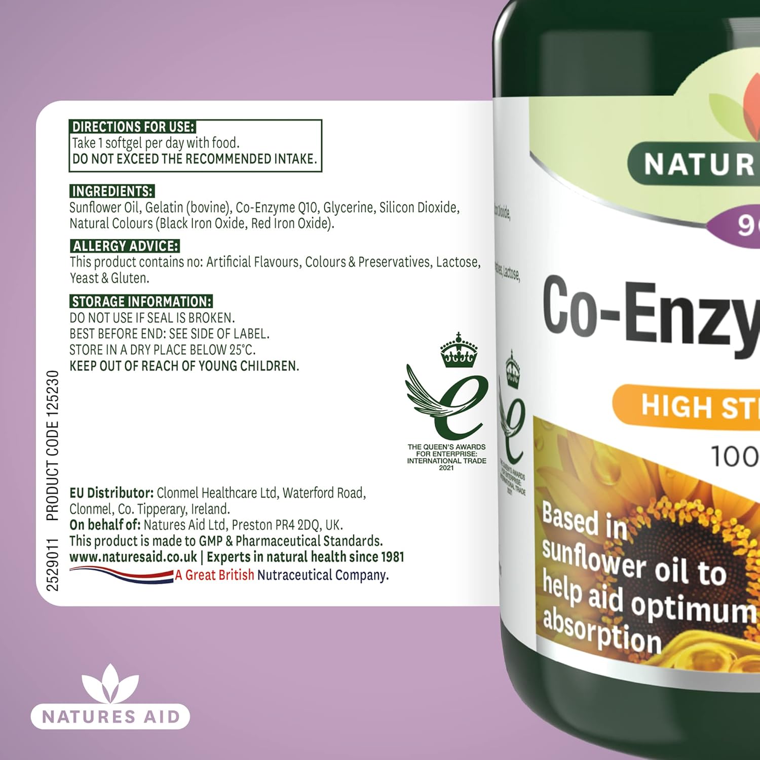Natures Aid Co-Q-10 100mg – Co-Enzyme Q10 Supports Energy Production & Heart Function – High Strength Ubiquinone – Pack of 90 Softgels – Gluten Free – Non-GMO – Sunflower Oil Base for Absorption : Amazon.co.uk: Health & Personal Care