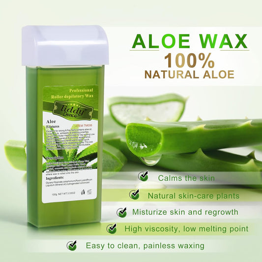 Liddy Dance Hair Removal Wax, Wax Refill, Soft Wax Roller Cartridge For Roll On Waxing Kit, Aloe Depilatory Rolling Wax For Sensitive Skin, 4 Pack (14.1 Oz)