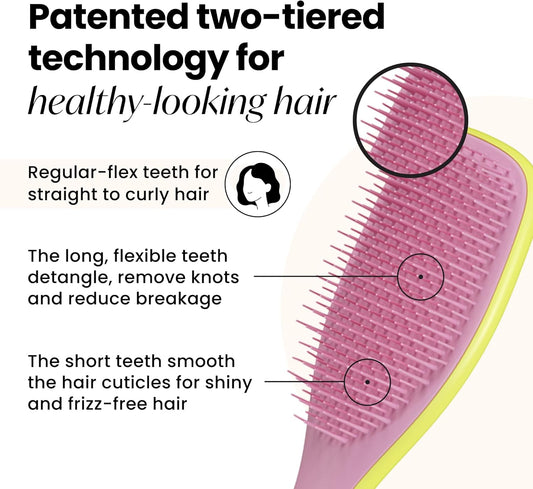 Tangle Teezer Ultimate Detangler Hairbrush - For Wet & Dry Hair - Detangling Brush For All Hair Types - Two-Tiered Teeth Reduce Breakage & Eliminate Knots - Hyper Yellow & Rosebud Pink