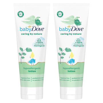 Baby Dove Hypoallergenic Lotion Caring By Nature 2 Count Build a Healthy Foundation for Your Baby's Skin Contains Vitamin E and 100% Natural Moringa Oil 13.5 fl oz