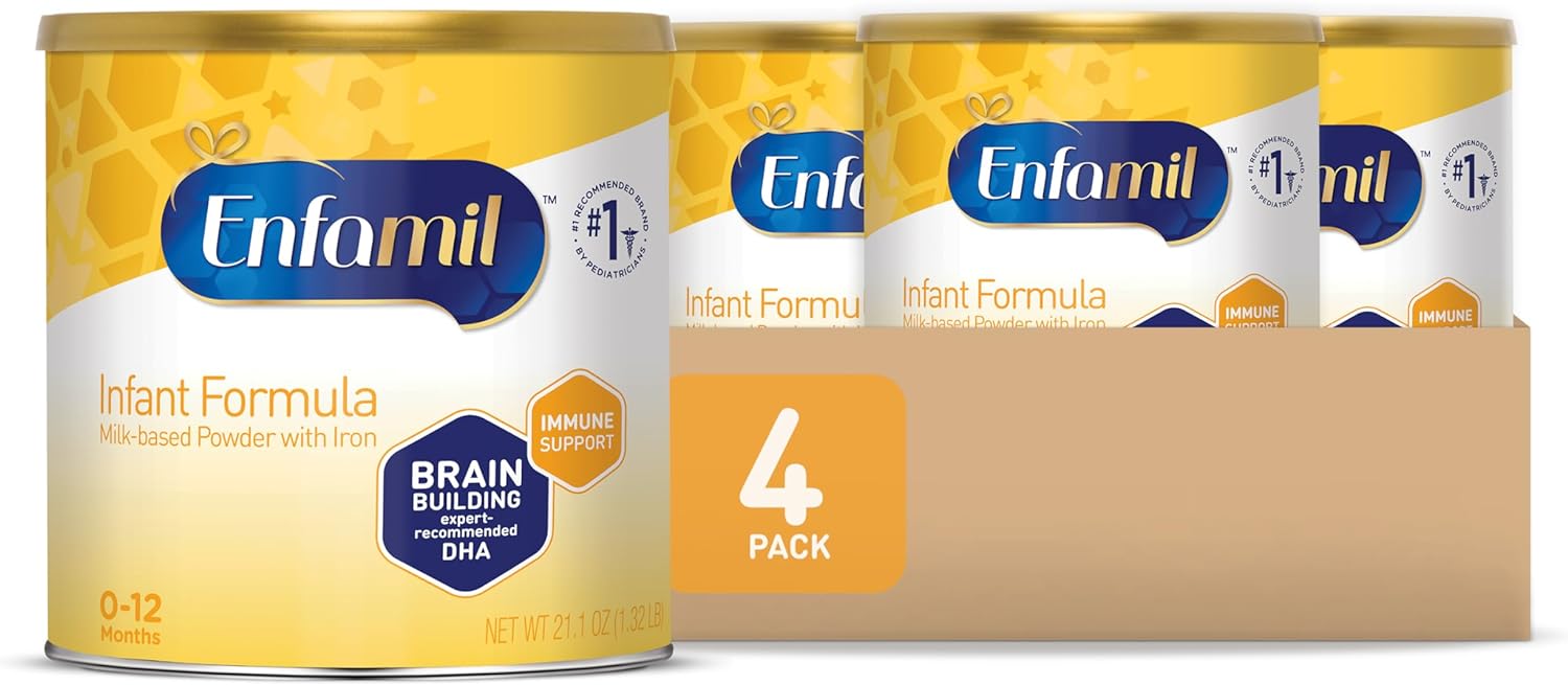 Enfamil Infant Formula, Milk-based Baby Formula with Iron, Brain-Building Omega-3 DHA & Choline, Dual Prebiotic Blend for Immune Support, Baby Milk, 84.4 Oz Powder Can