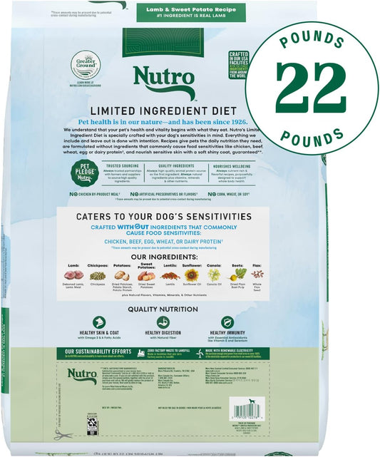 Nutro Limited Ingredient Diet Adult Dry Dog Food, Lamb & Sweet Potato Recipe, 22 Lbs