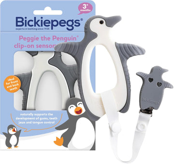 Bickiepegs Peggie The Penguin Teether – Baby Teething Toy with Clip – BPA-Free Silicone Teething Dummy – Soft and Soothing Chewy Toys for Gum Relief – Cute Baby Essentials for 3 Month Olds