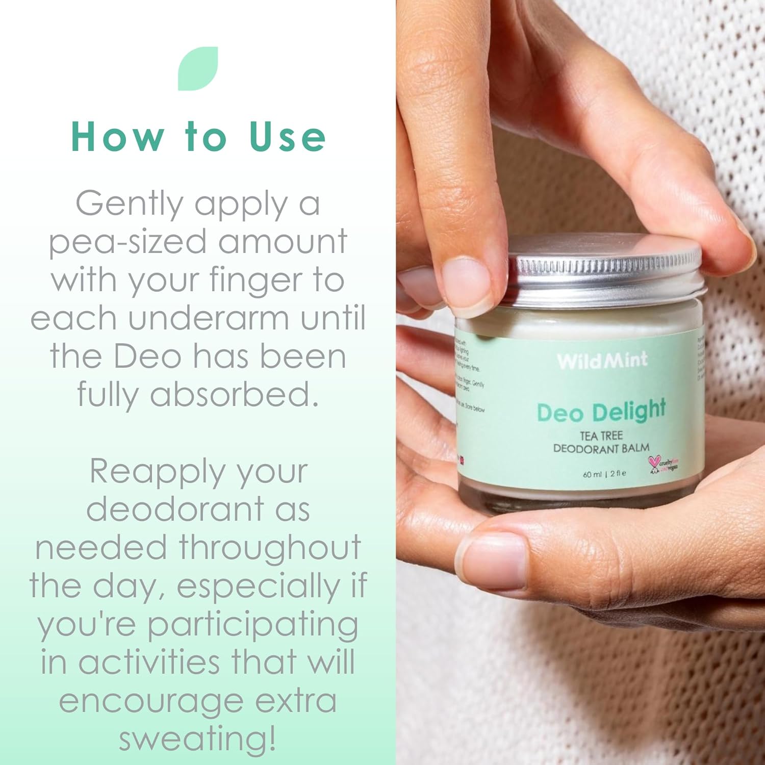 WildMint Deo Delight Natural Deodorant Balm | Hydrating & Healing Deo for Sesitive, Irritated Underarm Skin & Body Odour| Unisex & Aluminum-Free | UK Made Vegan & Cruelty-Free Skincare | 60ml : Amazon.co.uk: Beauty