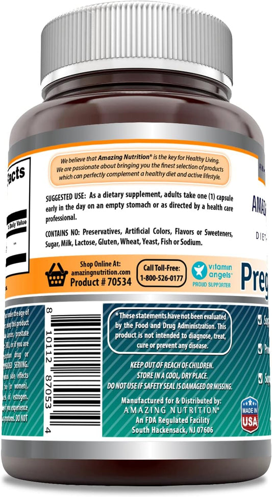 Amazing Formulas Pregnenolone Capsules Dietary Supplement (Non-GMO, Gluten Free) - Promotes Hormonal Balance - Supports Energy Production* (50 mg, 100 Count)