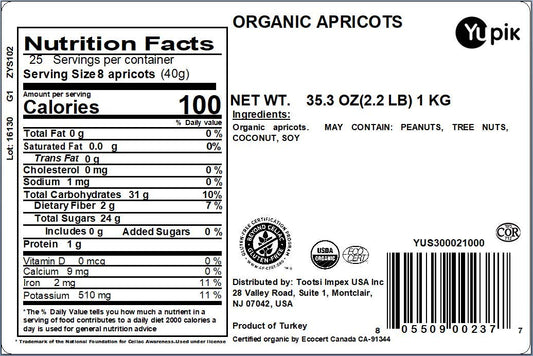 Yupik Organic Apricots, 2.2 Lb, Non-Gmo, Vegan, Gluten-Free, Dried Fruits, No Added Sugar, Naturally Sweet, Sulphite-Free, Source Of Fiber, Healthy Snacks, Ideal For Baking & Topping