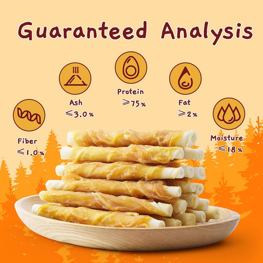 Jungle Calling Dog Treats, Chicken Wrapped Rawhide Sticks For Dogs, Grain-Free Natural Small Dogs Training Treats, Pet Chew Snacks,10.6 Oz