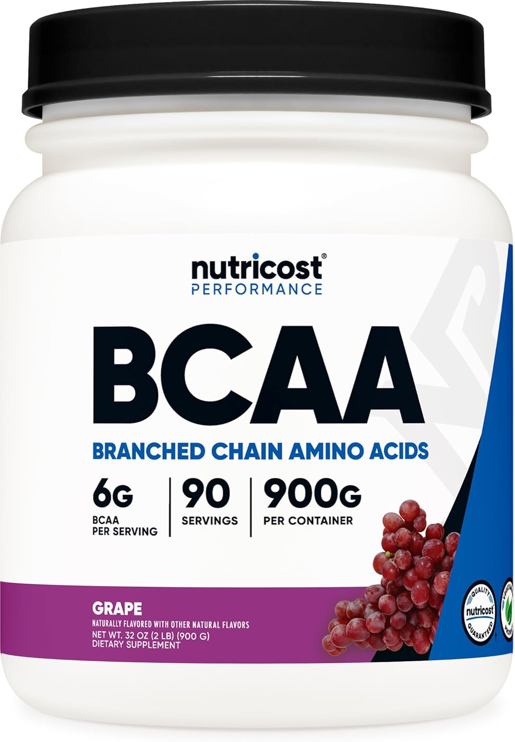 Nutricost Bcaa Powder (Grape, 90 Servings) - Optimal 2:1:1 Ratio, Vegetarian, Non-Gmo