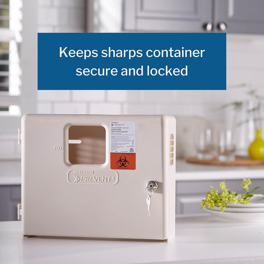 Mckesson Prevent Sharps Wall Mounted Cabinet - Polypropylene, Locking, Neutral Color, Fits 5 Qt Sharps Container - 12.25 In X 4.75 In X 10 In, 1 Count