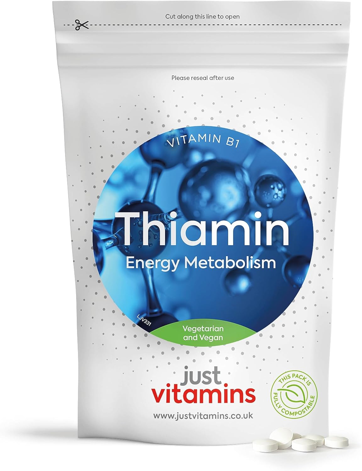Vitamin B1 Thiamine 100Mg X90 Premium High Strength B1 Micro Tablets (3-Month Supply) - Vegan & Vegetarian Friendly - Supports Energy Metabolism & Heart Function For Men & Women. Uk Made