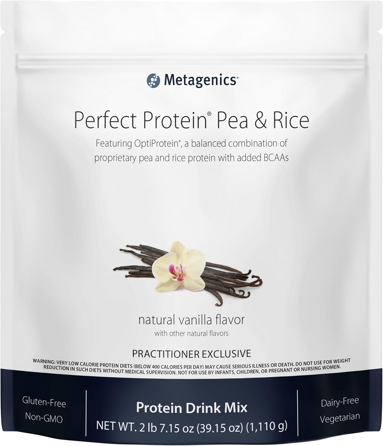 Metagenics Perfect Protein Pea & Rice Protein Powder - 20 G Plant Protein - Vegetarian & Ideal For Lactose Sensitivities - With Bcaas - Vanilla Flavor - 30 Servings