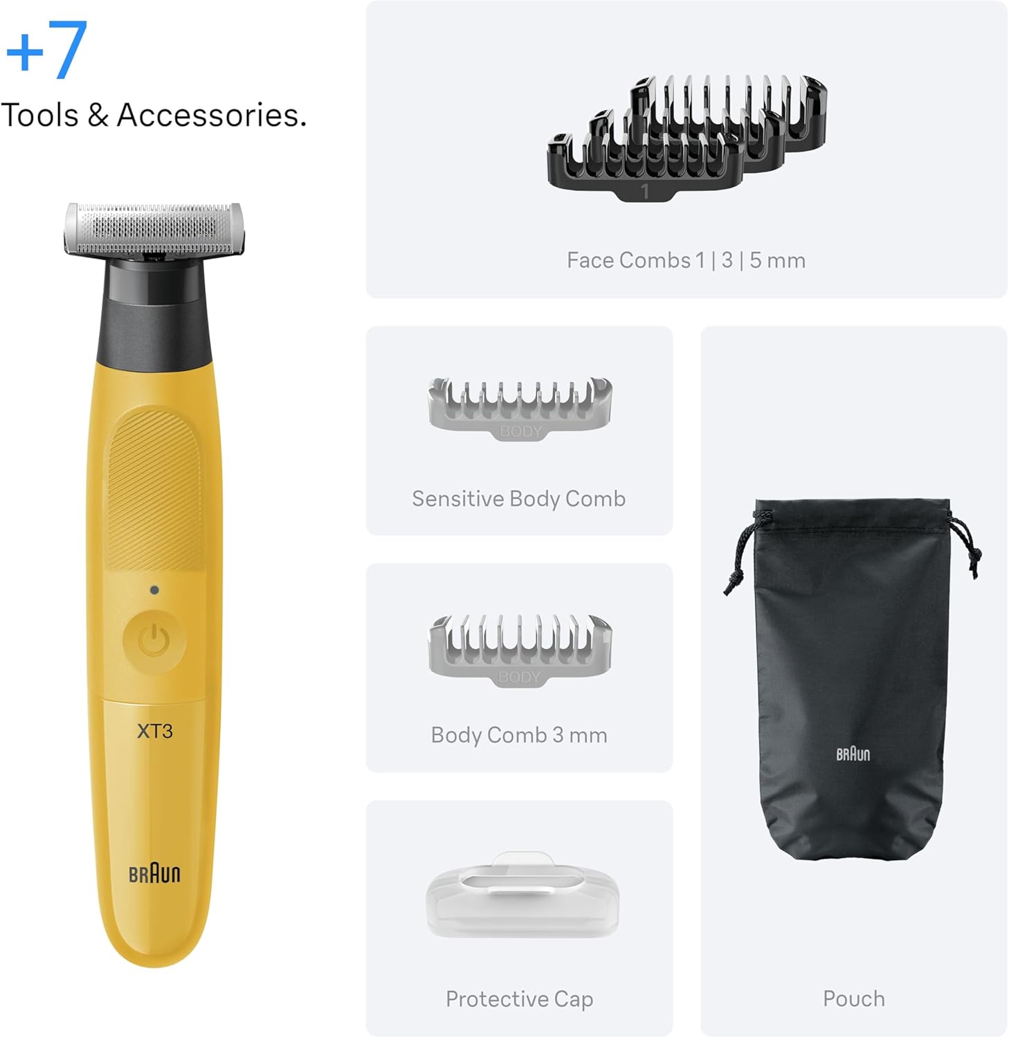 Braun All-in-One Series XT3, Electric Razor, +7 Styling Tools, 4D Flex Sharp Blade, Beard Style, Trim & Shave, XT3205, Yellow : Amazon.co.uk: Health & Personal Care
