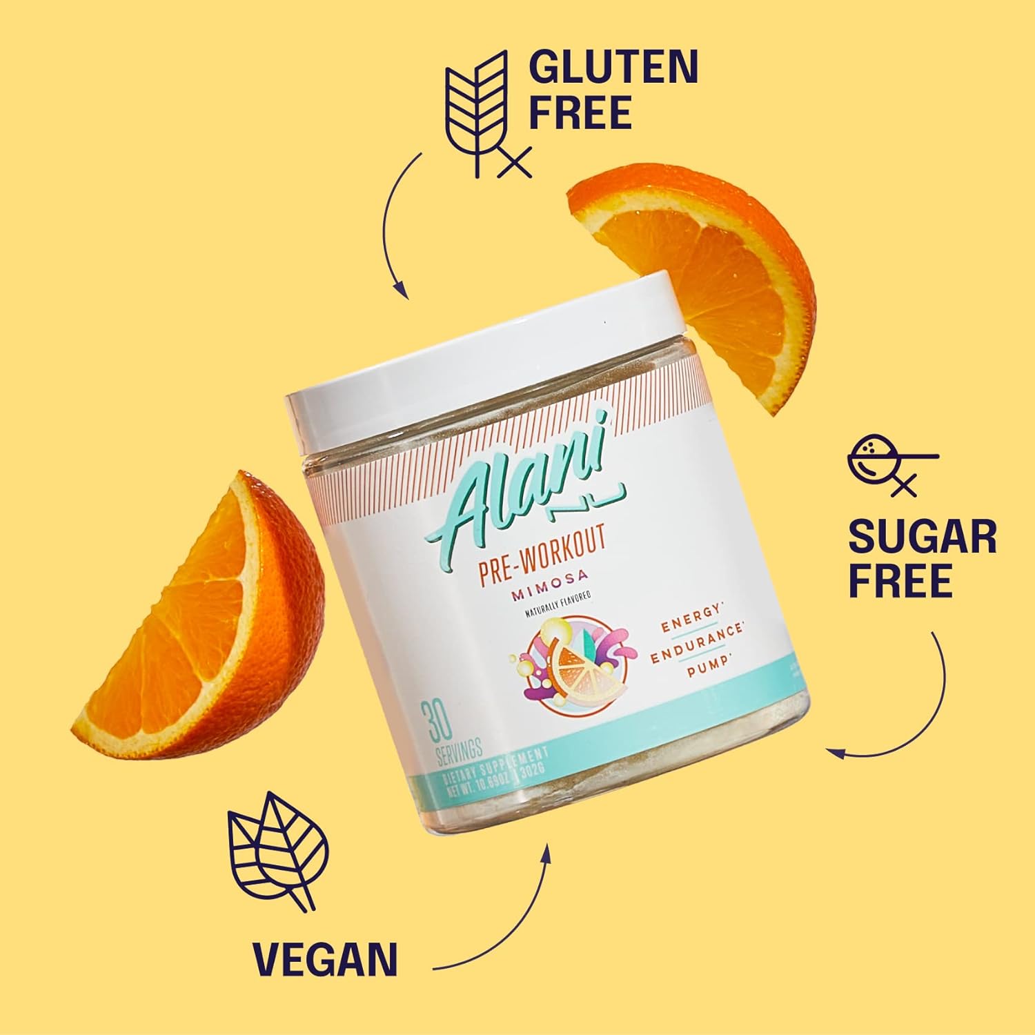 Alani Nu Pre Workout Powder Mimosa | Amino Energy Boost | Endurance Supplement | Sugar Free | 200mg Caffeine | L-Theanine, Beta-Alanine, Citrulline | 30 Servings : Health & Household