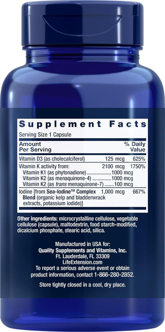 Life Extension Vitamins D And K With Sea-Iodine 60 Capsules (2Pack)