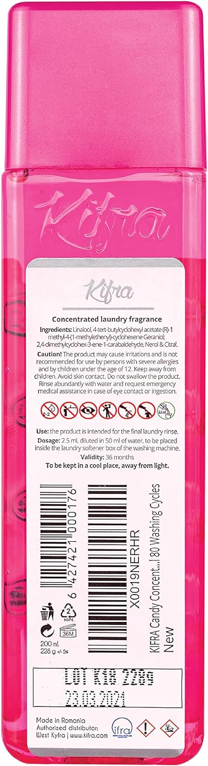 KIFRA CANDY Concentrated Laundry Fragrance 6.76 Fl Oz 200ml 80 Washing Cycles