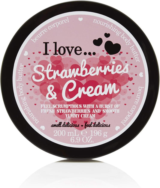 I Love Originals Strawberries & Cream Body Butter, Made With 87% Naturally Derived Ingredients Including Shea Butter & Coconut Oil For Soft & Hydrated Skin, Vegan-Friendly - 200ml : Amazon.co.uk: Beauty