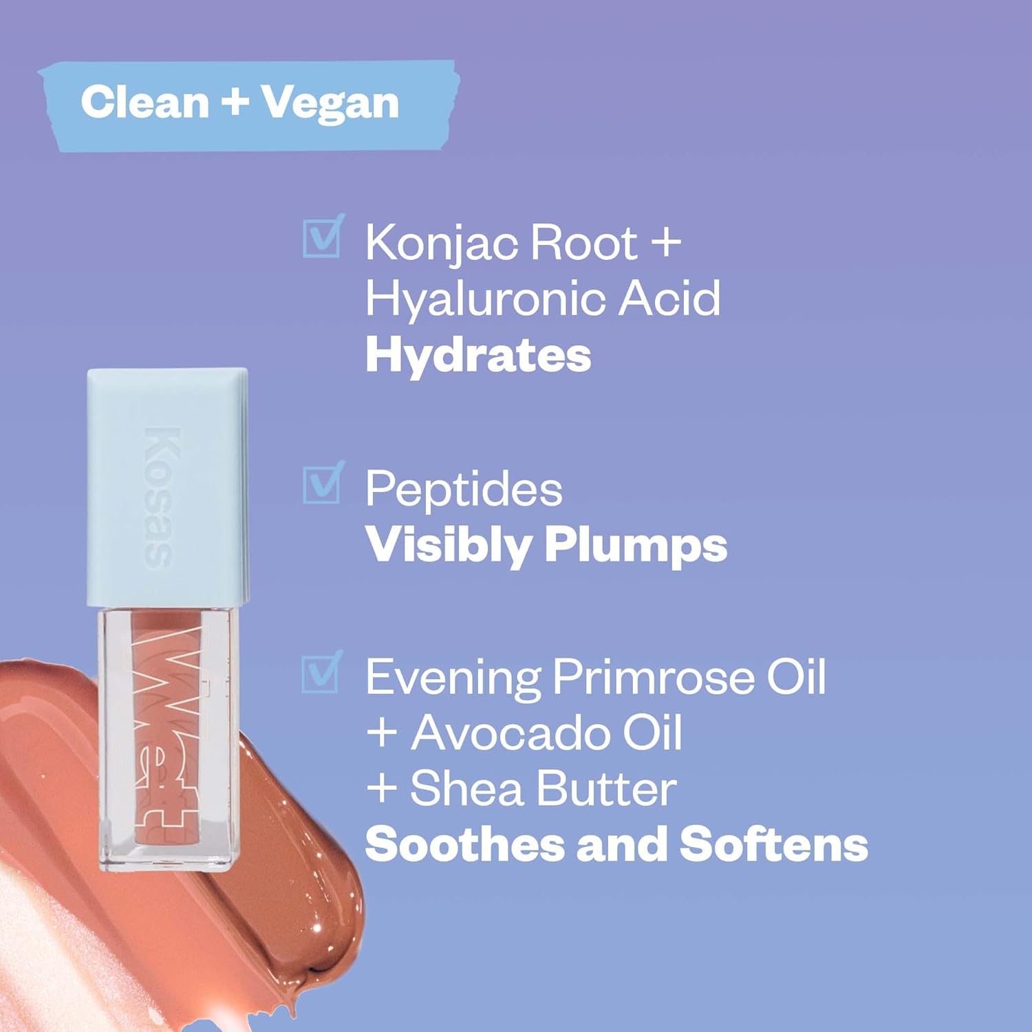 Kosas Wet Lip Oil Gloss - Hydrating Lip Plumping Treatment With Hyaluronic Acid & Peptides, Non-Sticky Finish (Jellyfish) : Beauty & Personal Care