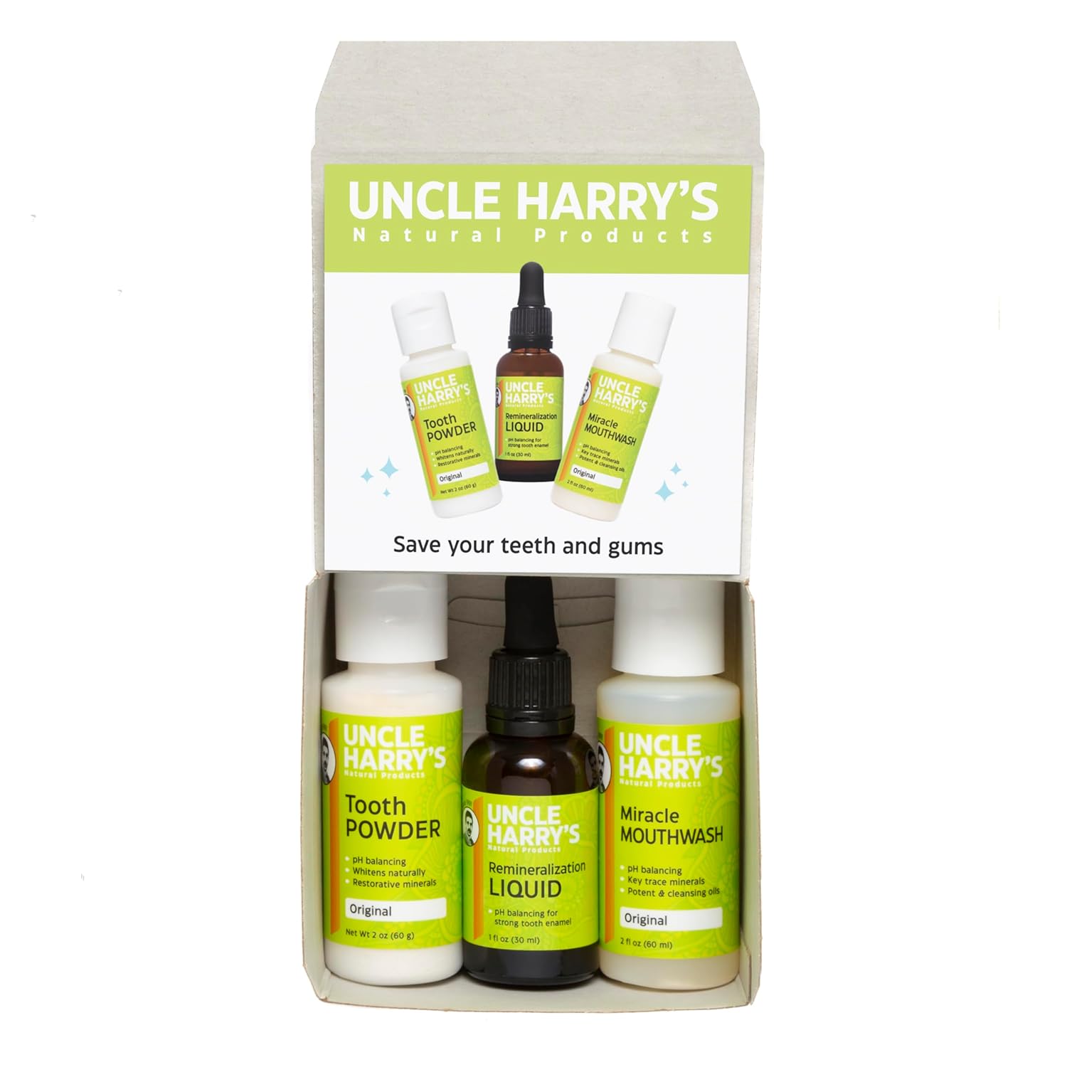 Uncle Harry's Natural Remineralization Kit for Tooth Enamel & Mineral - 3 Products Strengthen Weak Enamel & Correct Oral Care Issues (1 kit)