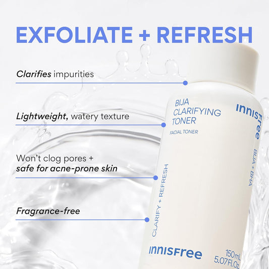 Innisfree Bija Toner With Salicylic Acid, Korean Skincare For Pore Care, Smoothing, Clarifying, Oil Control