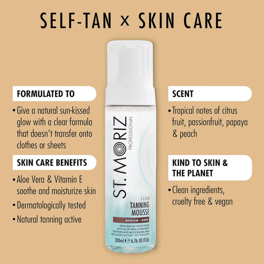 St Moriz Professional Extra Large Medium Instant Tanning Mousse | Fast Drying Vegan Fake Tan | With Aloe Vera & Vitamin E | For Streak Free & Sunkissed Golden Glow | Dermatologically Tested | 300Ml