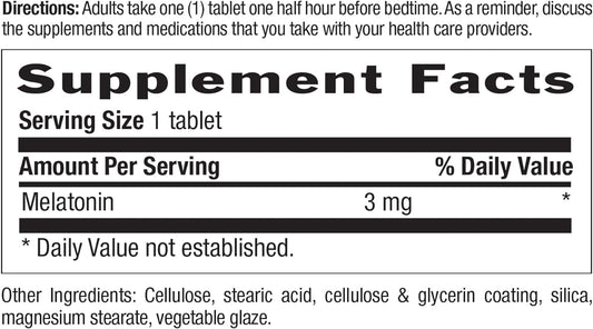Country Life Melatonin, Promotes Optimal Sleep, 3Mg, 30 Tablets, Certified Gluten Free, Certified Vegan, Non-Gmo Verified