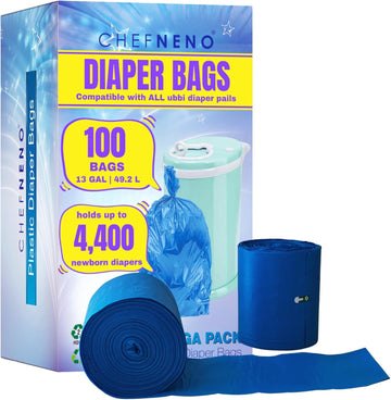 Disposable Diaper Pail Refill Plastic Bag (100 Count) Compatible With Ubbi Diaper Bag Pail 13 Gal Capacity Diaper Pail Bag Fits 8 Gallon Medium Kitchen Trash Bag Heavy Duty Large Garbage Bag, 100 Bags