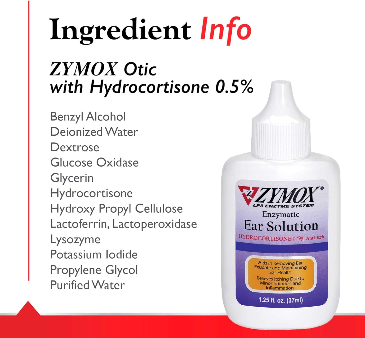 ZYMOX Enzymatic Ear Solution with 0.5-Percent Hydrocortisone, for Dog & Cat, 1.25 oz : Pet Ear Care Supplies : Pet Supplies