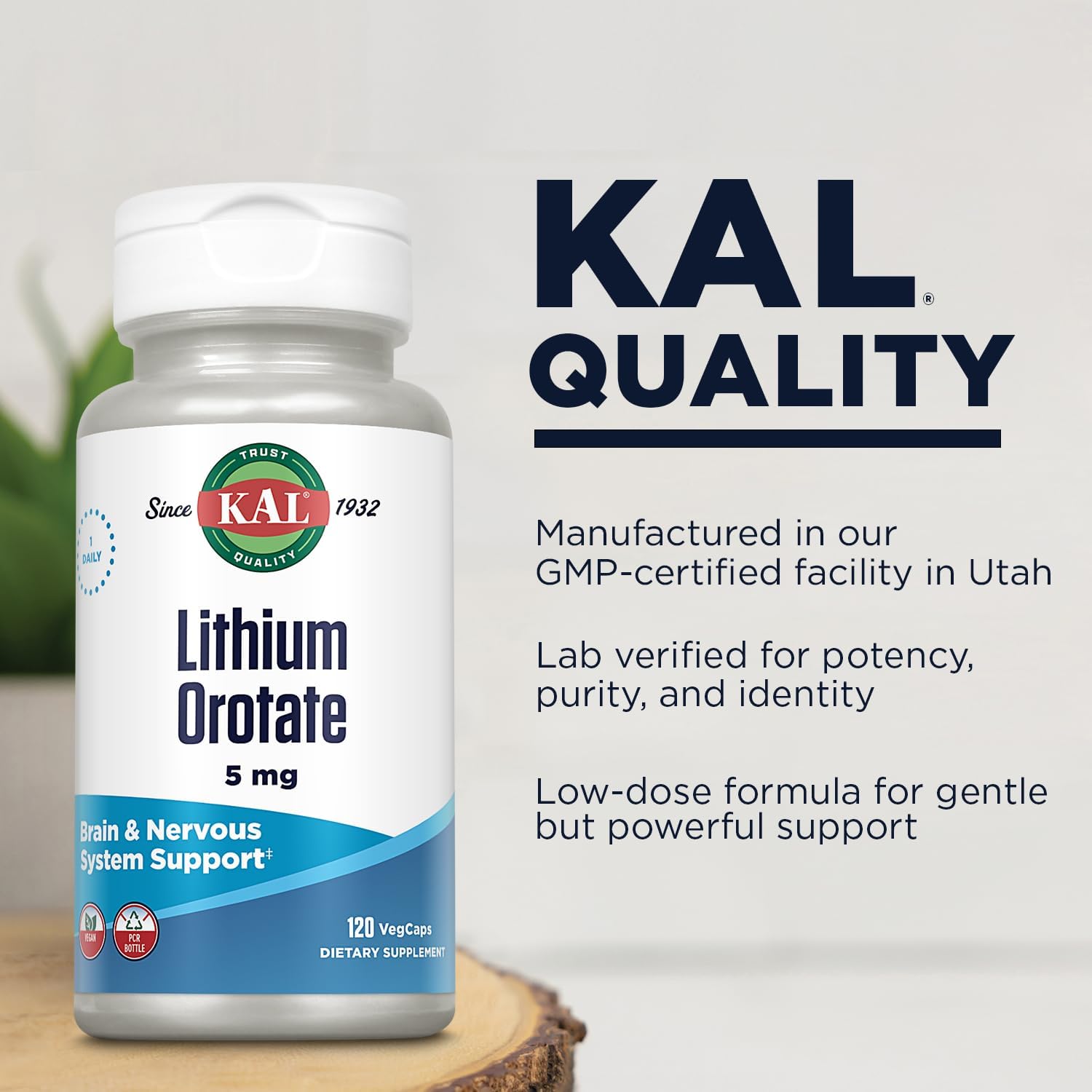 KAL Lithium Orotate 5 milligrams | Low Serving Of Chelated Lithium Oro