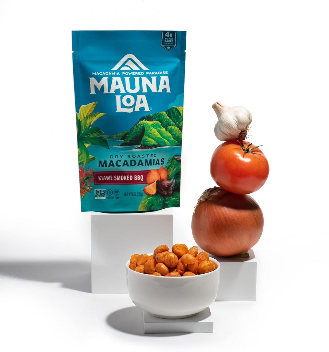 Mauna Loa Premium Hawaiian Roasted Macadamia Nuts, Kiawe Smoked Bbq Flavor Bag, 8 Oz