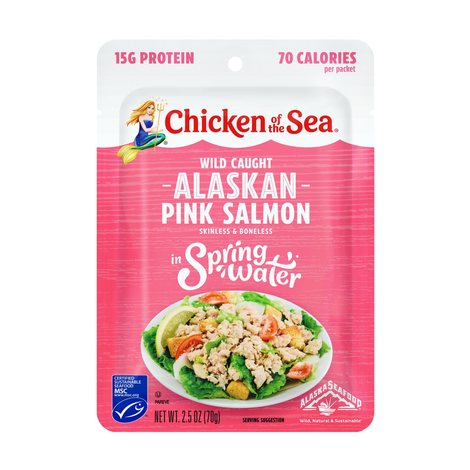 Chicken of the Sea Pink Salmon, Wild Caught, Skinless & Boneless, 2.5 oz. Packet