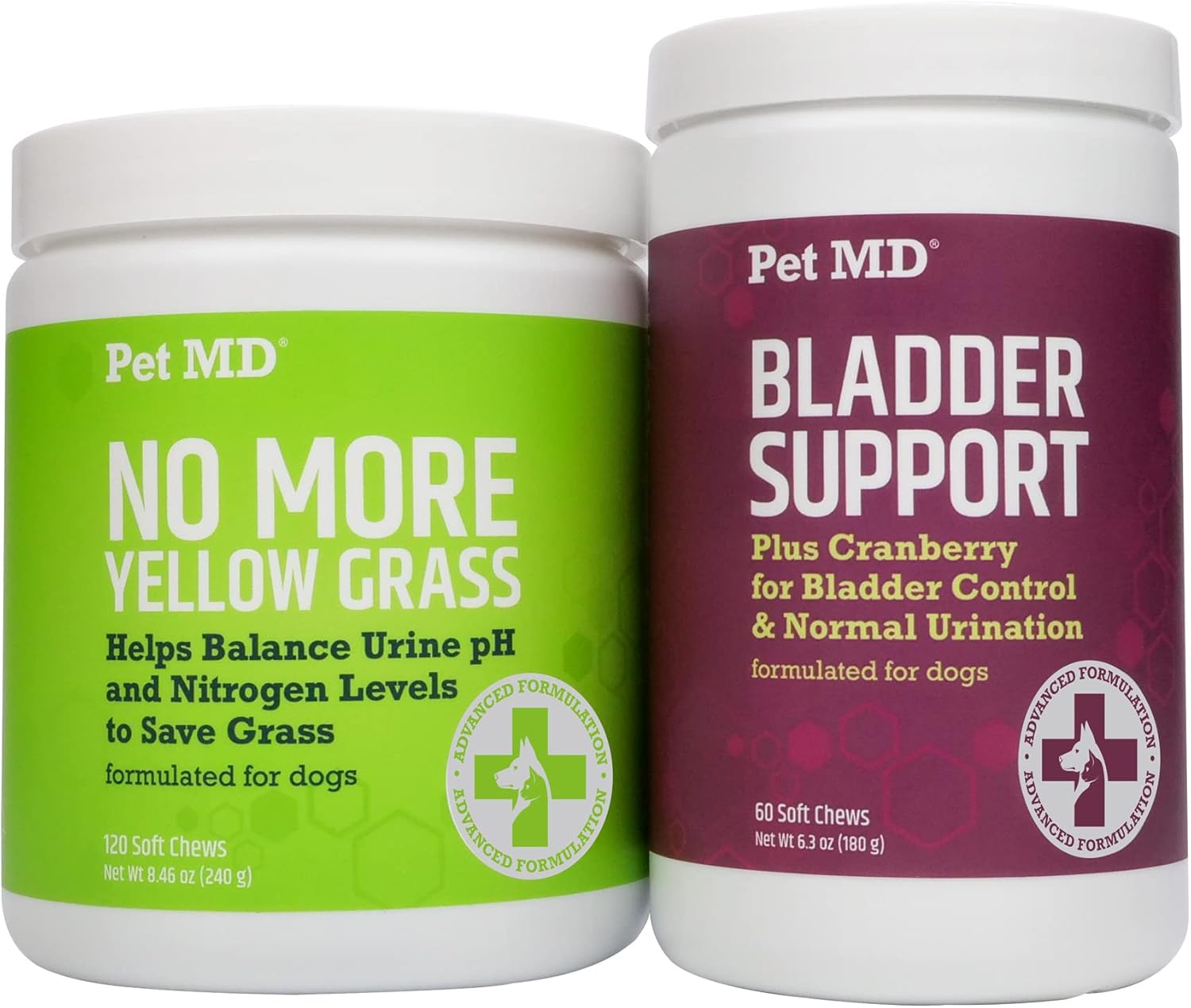 Pet Md Bladder Support Chews & No More Yellow Spots Lawn Aid Chews