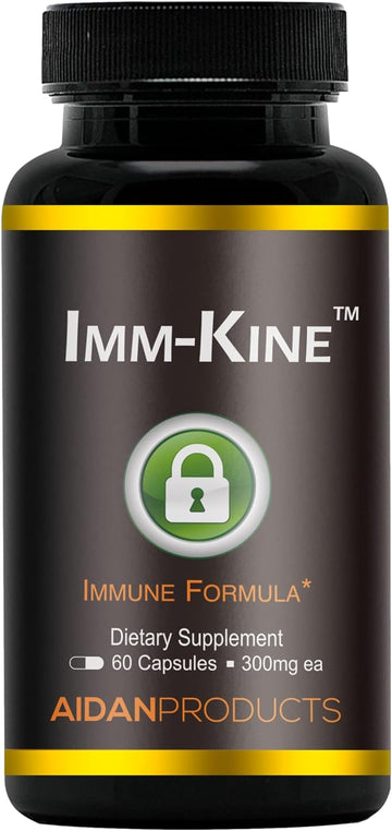Aidan Products Imm-Kine Advanced Immune Support Supplement, Beta Glucans, Proprietary Immunostimulatory Postbiotic, 60 Capsules
