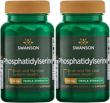 Swanson Phosphatidylserine Memory Brain And Cognitive Health Support Phospholipid Triple-Strength Complex Supplement 300 Mg 30 Capsules (2 Pack)
