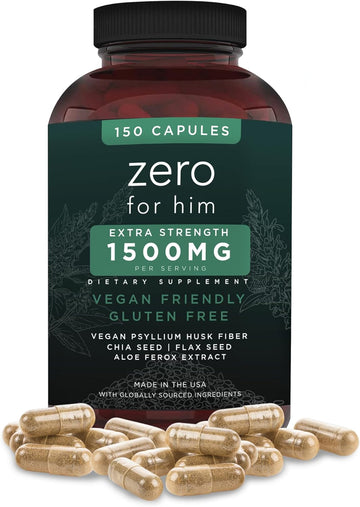 California Basics Extra Strength Fiber Supplements for Men (150 Count) - Daily Dietary Chia Flaxseed Psyllium Husk Vegan Capsules - High Fiber Supplement Pills Zero for Him Fiber Pills
