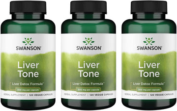 Swanson Liver Tone Liver Detox Formula 300 Milligrams 120 Veg Capsules (3 Pack)