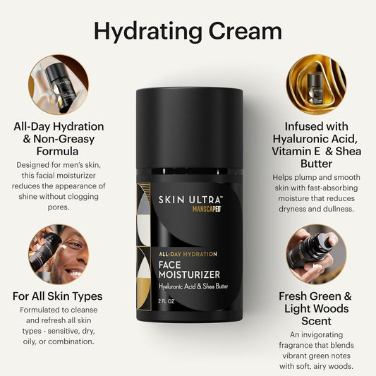 Manscaped® Skin Ultra™ Face Moisturizer - Men'S Daily Hydrating Skincare Lotion Infused With Hyaluronic Acid, Vitamin E & Shea Butter, Non-Greasy, Fast Absorbing, 2 Fl Oz
