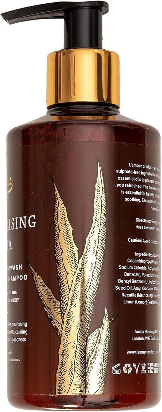 L'Amour Natural | Revitalising Vera | Luxury Face Wash, Body Wash & Shampoo | Essential Oils | Sulphate Free | Gentle For Dry And Sensitive Skin | 250Ml (Aloe Vera)