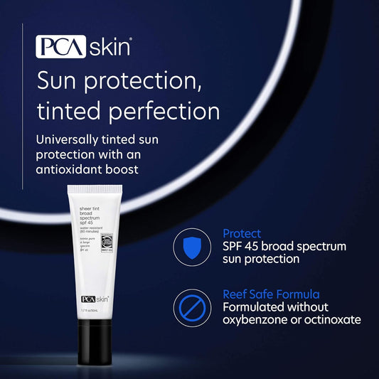 Pca Skin Sheer Tint Broad Spectrum Spf 45 - Universally-Tinted Water-Resistant Hydrating Sunscreen For Use Alone Or Under Foundation & Makeup (1.7 Fl Oz)