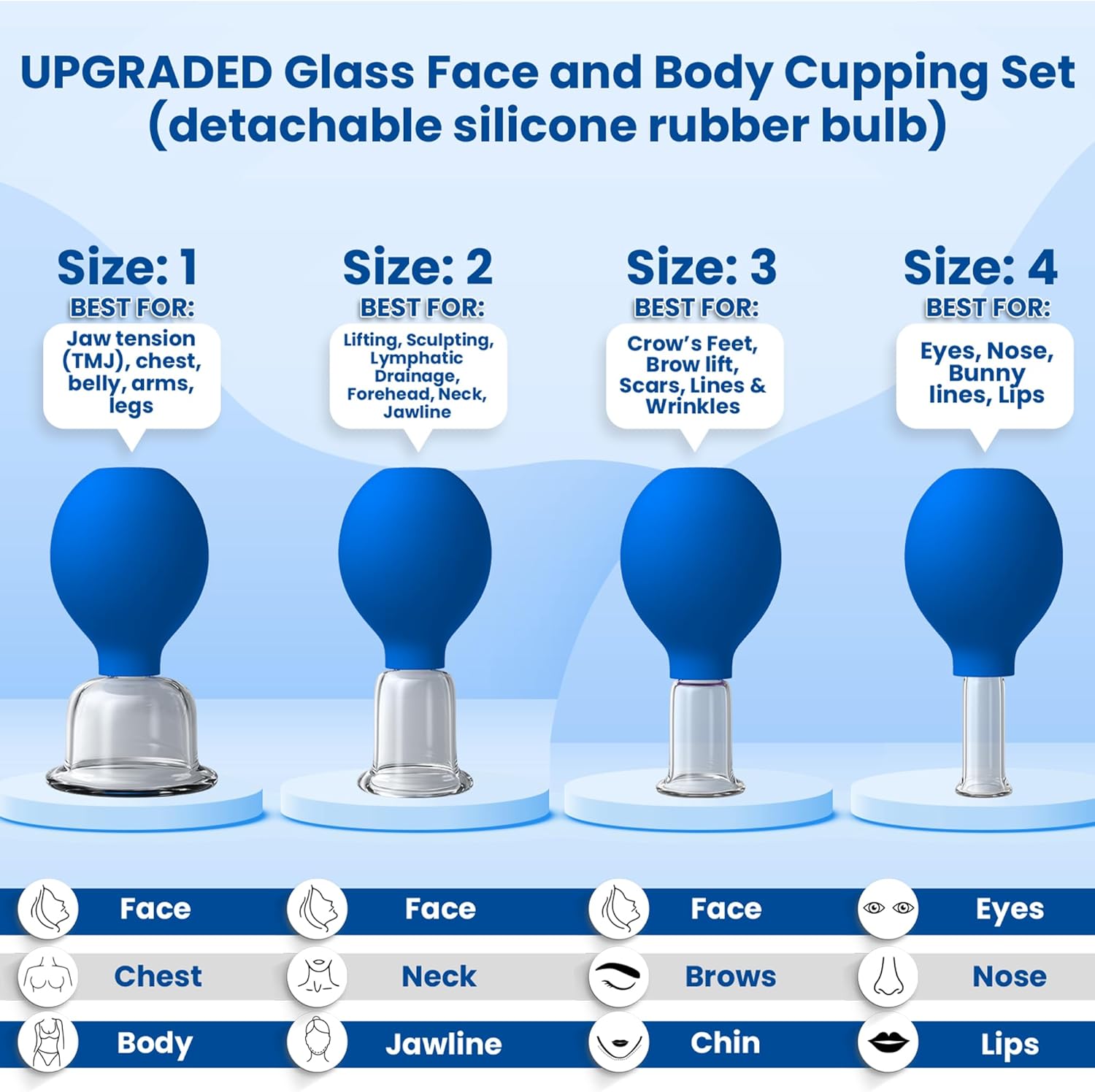 Lure Essentials Glass Facial Suction Cup Size 3 Medium Cup For Facelift Wrinkles Lymphatic Massage : Health & Household