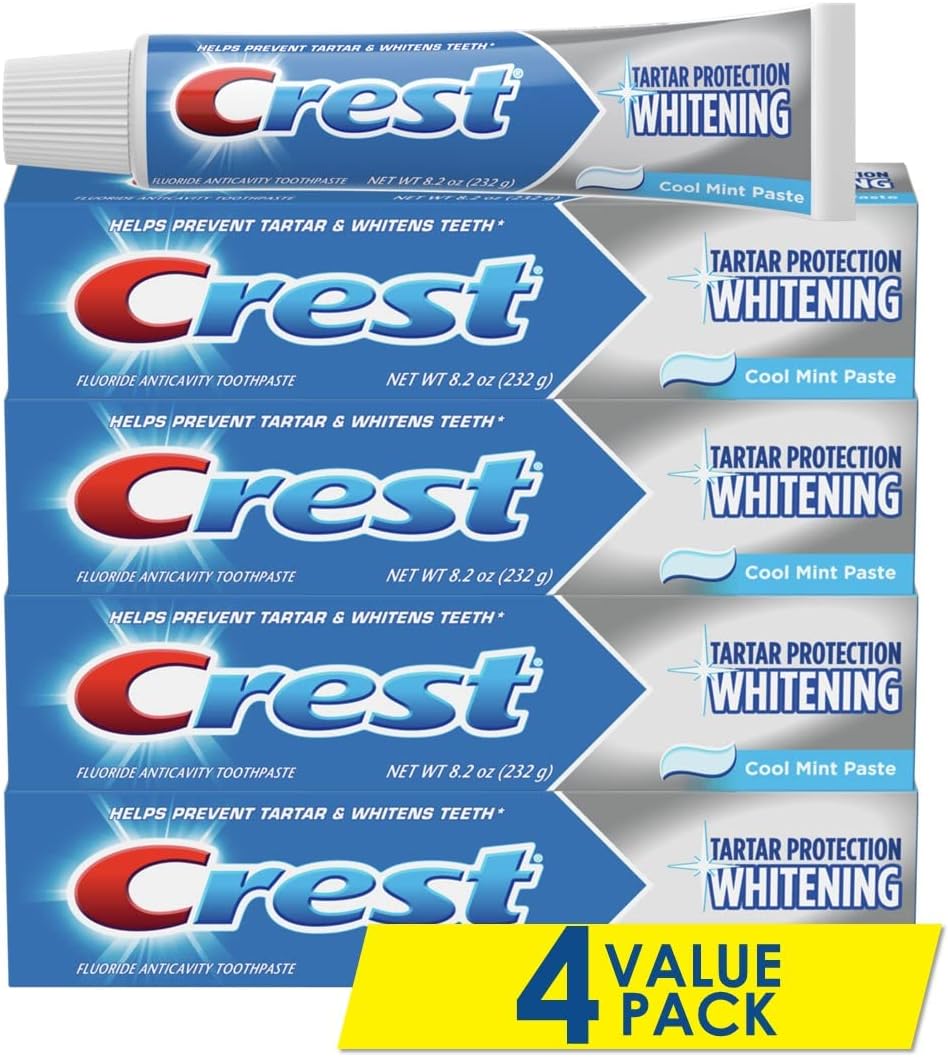 Crest Tartar Protection Whitening Cool Mint Flavor Toothpaste 8.2 Oz (Pack Of 4)