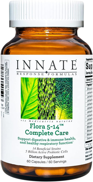 Innate Response Formulas, Flora 5-14 Complete Care, Probiotic Supplement With 5 Billion Cfu, 14 Probiotic Strains, Vegan, Non-Gmo Project Verified, Gluten Free, 60 Capsules (60 Servings)